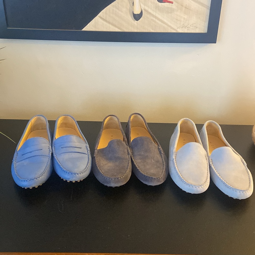 M. Gemi blue leather&suede felize moccasin loafers size 9.5/10 US 3 available